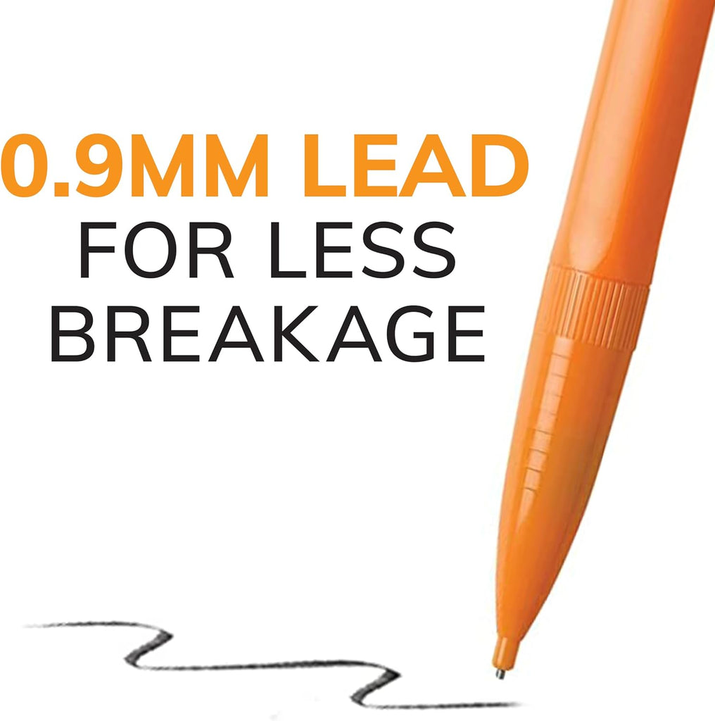 BIC Xtra-Strong Thick Lead Mechanical Pencil, With Colorful Barrel Thick Point (0.9mm), 24-Count Pack, With Erasers (MPLWP241)