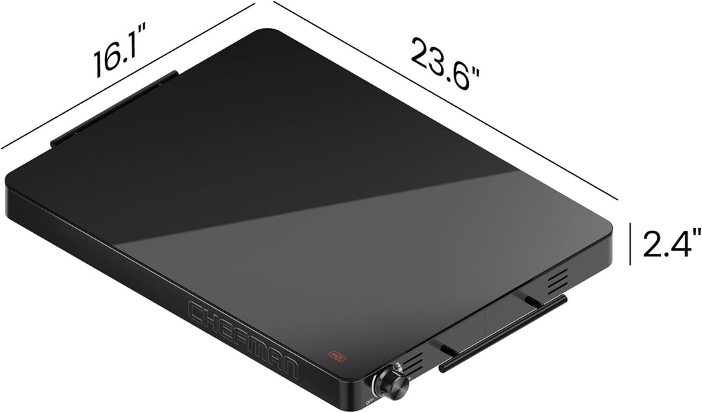 Chefman Electric Warming Tray with Adjustable Temperature Control, Perfect For Buffets, Restaurants, Parties, Events, and Home Dinners, Large 21” x 16” Glass-Top Surface Keeps Food Hot – Black