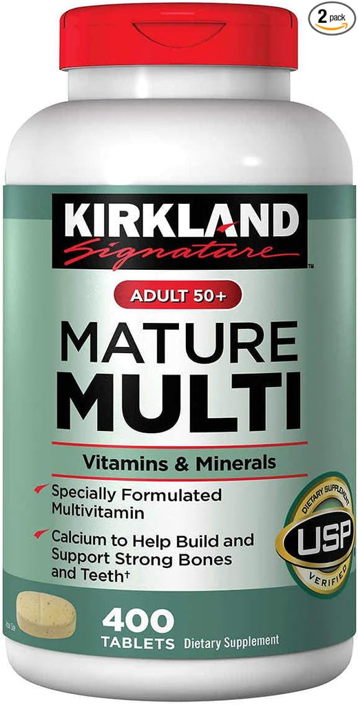 Kirkland Signature Adult 50+ Multi Vitamins & Minerals, 400 Tablets (2 Pack)
