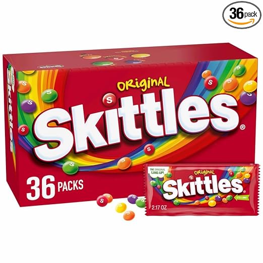 SKITTLES Original Chewy Candy Bulk Pack, Full Size, 2.17 oz Packs (Pack of 36)