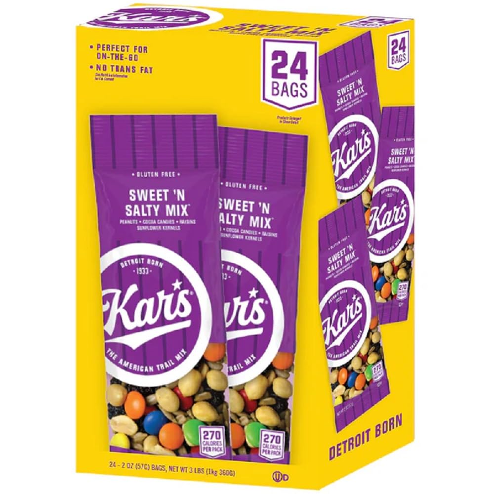 Kar’s Nuts Original Sweet ‘N Salty Trail Mix, 2 oz Individual Packs – Bulk Pack of 24, Gluten-Free Snacks