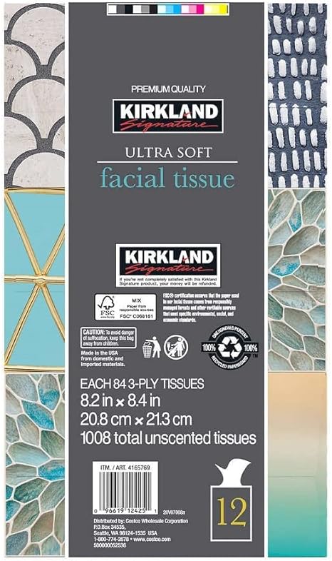 Kirkland Signature Facial Tissue, 3-Ply, 84 Count (12 Pack)