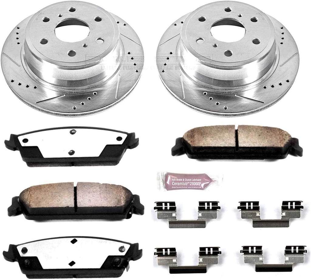 Power Stop K2083-36 Rear Z36 Truck & Tow Brake Kit, Carbon Fiber Ceramic Brake Pads and Drilled/Slotted Brake Rotors