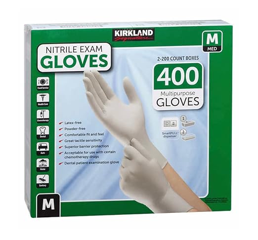 Kirkland Signature DnRbYi Nitrile Exam Multi-Purpose Medium Gloves Latex-Free, 400 Count, (467120)