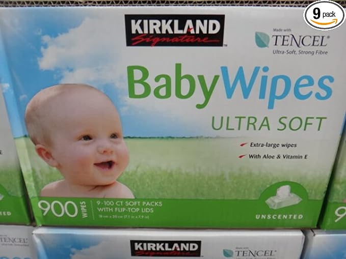 Kirkland Baby Wipes Unscented, 100 Count (Pack of 9)