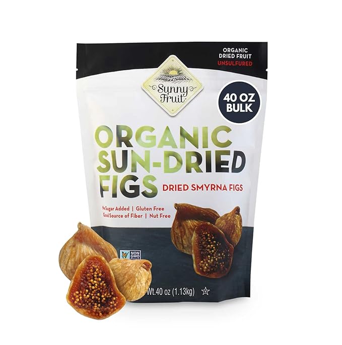 Sunny Fruit Organic Turkish Dried Figs, 2.5 Pound Bulk Bag | Healthy, Sweet Snack | ORGANIC, NON-GMO, VEGAN, HALAL, KOSHER, NO PRESERVATIVES, NO SUGAR ADDED