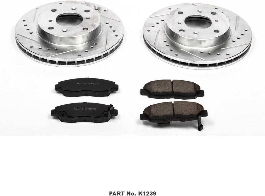 K1239 Front Z23 Carbon Fiber Brake Pads with Drilled & Slotted Brake Rotors Kit