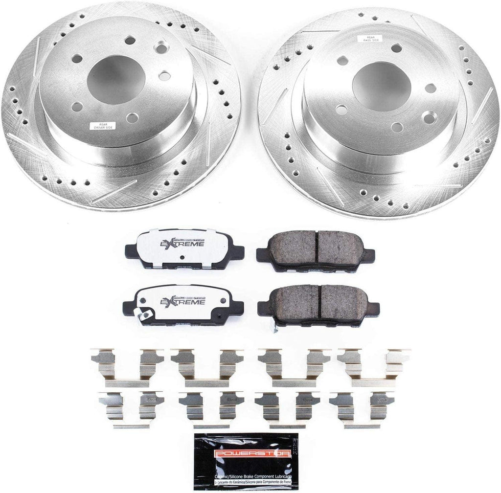 K7881-26 Rear Z26 Carbon Fiber Brake Pads with Drilled & Slotted Brake Rotors Kit