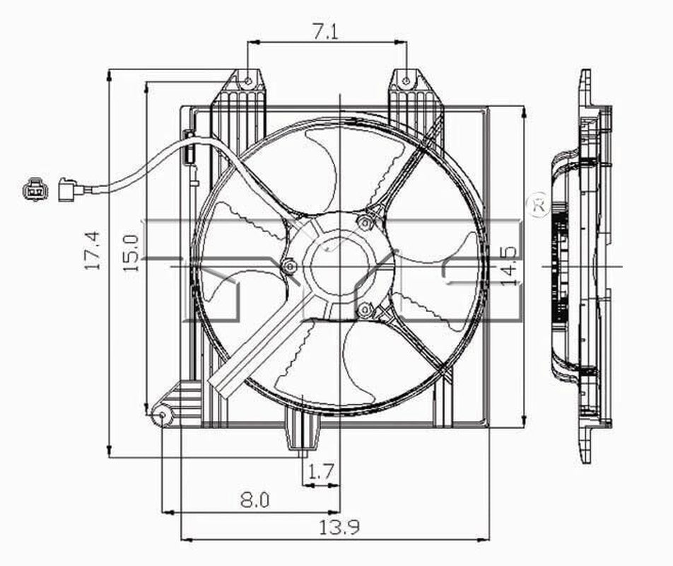 TYC A/C Condenser Fan Assembly for 02 Lancer 610510