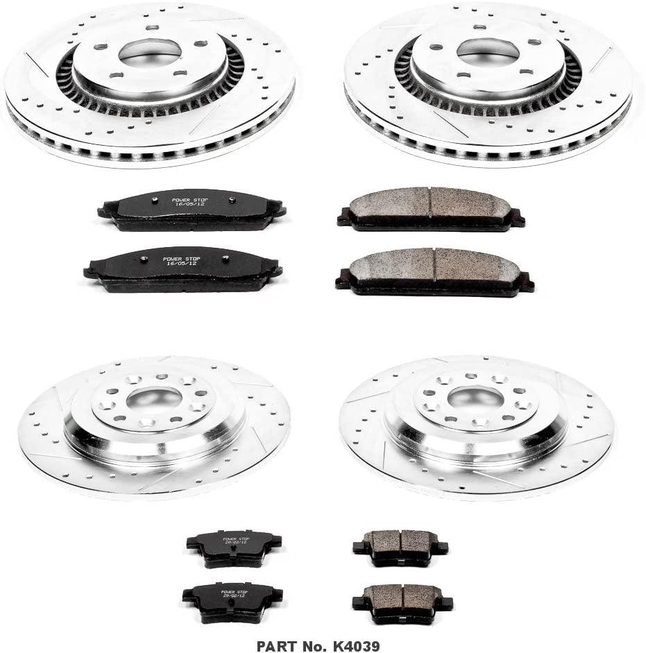 K4039 Front and Rear Z23 Carbon Fiber Brake Pads with Drilled & Slotted Brake Rotors Kit