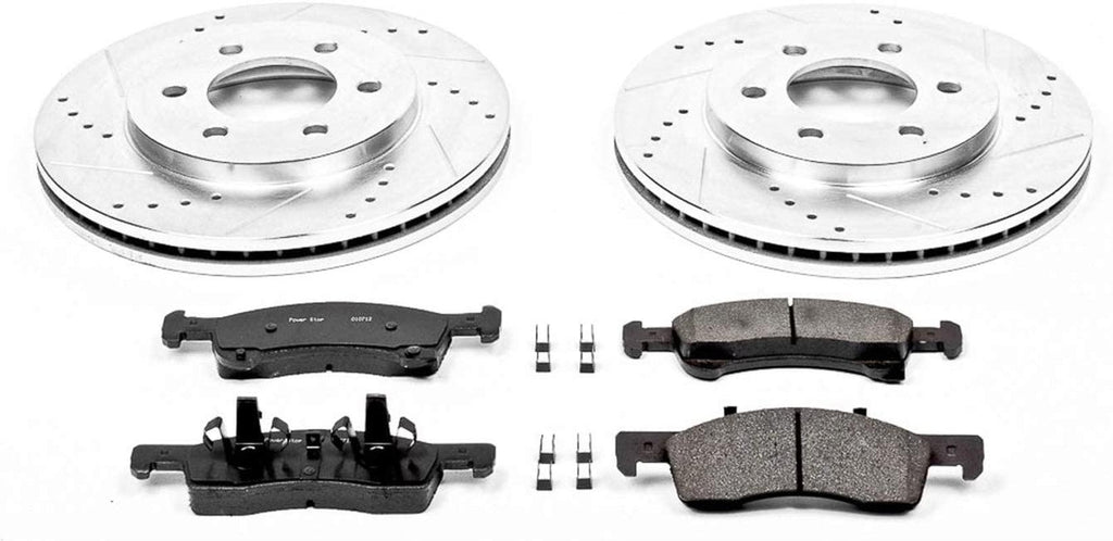 K1933 Front Z23 Carbon Fiber Brake Pads with Drilled & Slotted Brake Rotors Kit