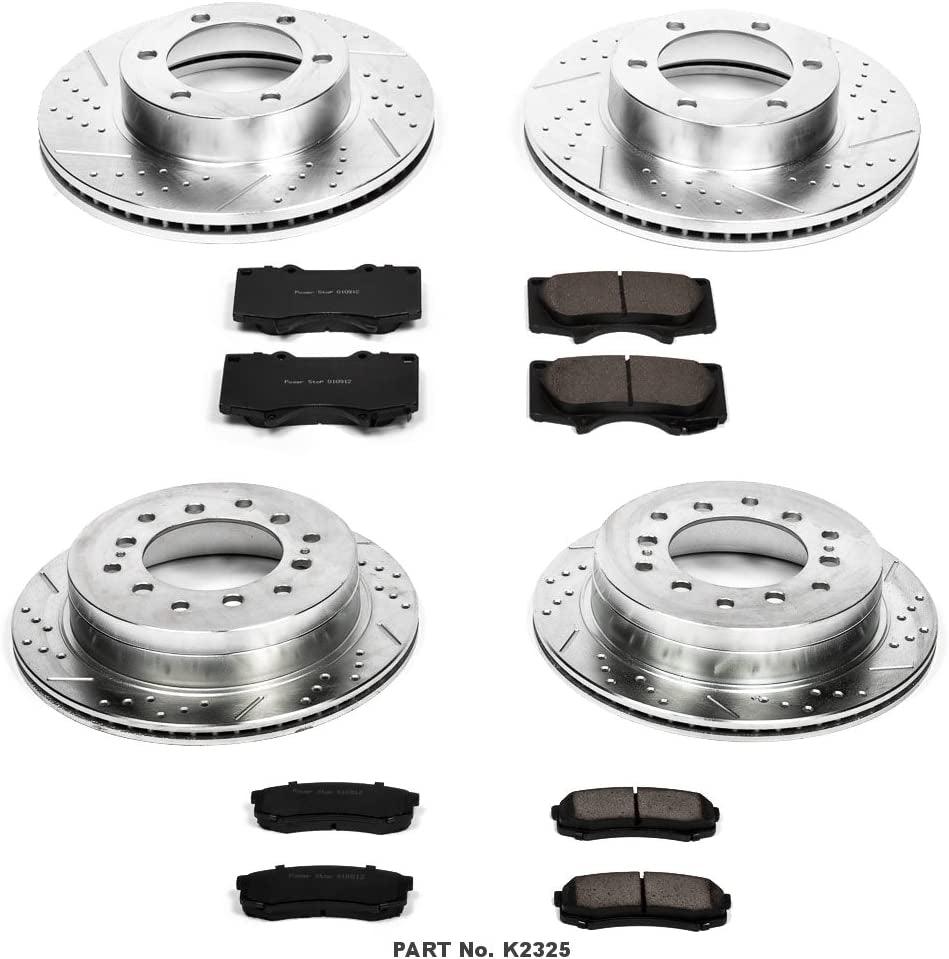 K2325 Front and Rear Z23 Carbon Fiber Brake Pads with Drilled & Slotted Brake Rotors Kit