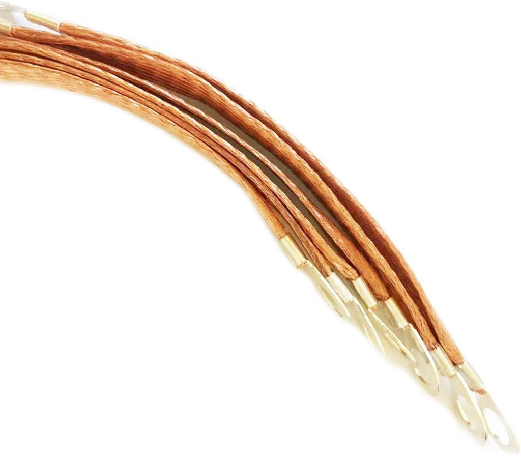 Automotive Universal Engine Grounding Braided Copper Straps Earth Bonding Straps (8 Inch 12 Inch 24 Inch) (Bare Copper 3/4" Width 8" Length 4PCS)