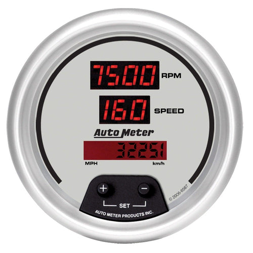 3-3/8 in. TACHOMETER/SPEEDOMETER COMBO 10K RPM/260 MPH/260 KM/H ULTRA-LITE DIGITAL - greatparts
