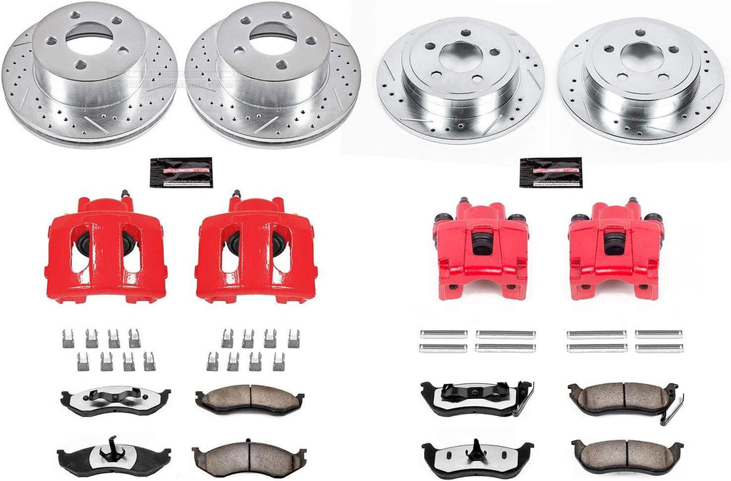 KC2154-36 Z36 Truck & Tow Front and Rear Caliper Kit-Drilled/Slotted Brake Rotors, Carbon-Fiber Ceramic Brake Pads, Calipers