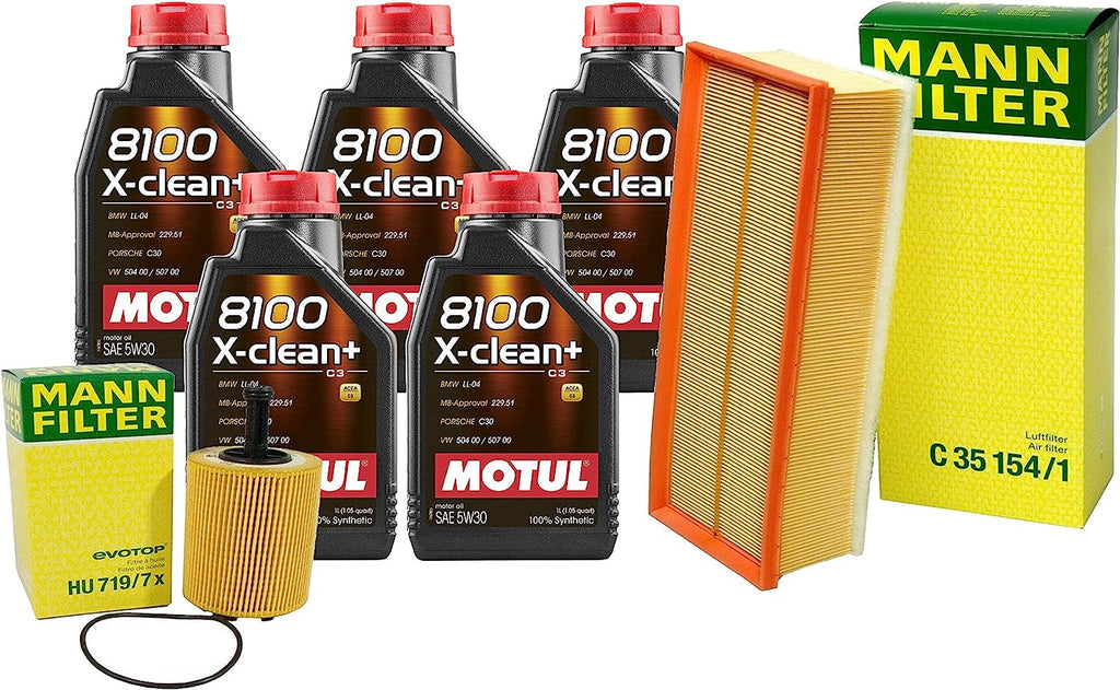 5L 8100 X-Clean+ 5W-30 Filter Motor Air Oil Change Kit A5 Jetta 2.0 for Jetta 2.0L L4 Turbocharged Diesel FI CBEA 2009-2014 VW 504.00/507.00; Cold Weather Option.