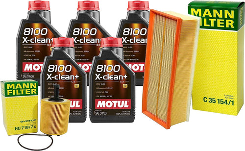 5L 8100 X-Clean+ 5W-30 Filter Motor Air Oil Change Kit A5 Jetta 2.0 for Jetta 2.0L L4 Turbocharged Diesel FI CBEA 2009-2014 VW 504.00/507.00; Cold Weather Option.