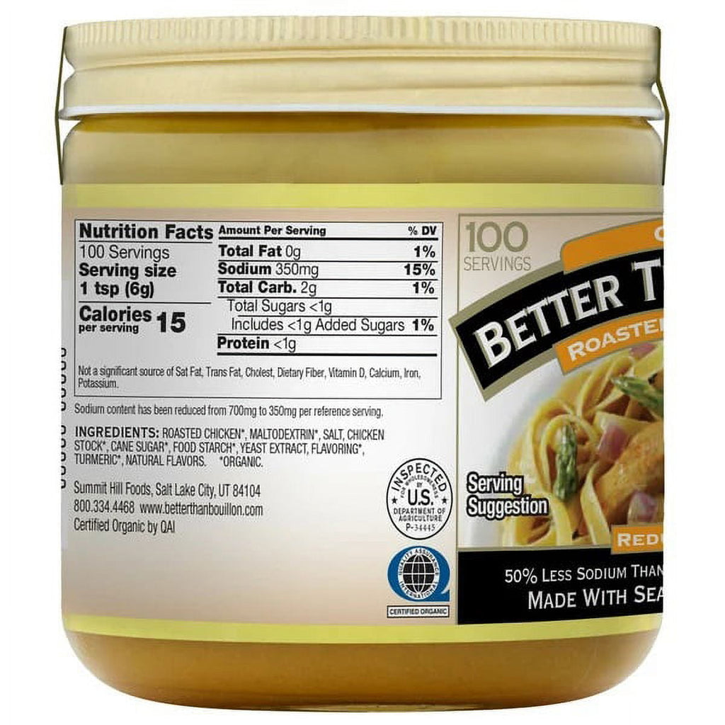 Better than Bouillon Organic Low Sodium Roasted Chicken Base, 21 Ounce