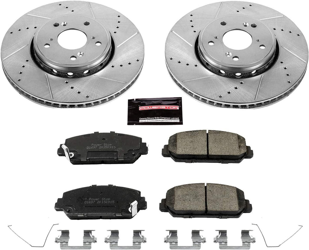 K6940 Front Z23 Carbon Fiber Brake Pads with Drilled & Slotted Brake Rotors Kit
