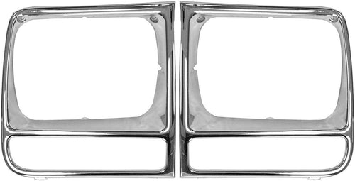 Headlights Headlamps Chrome Trim Bezel Pair Set for 97-01 Jeep Cherokee