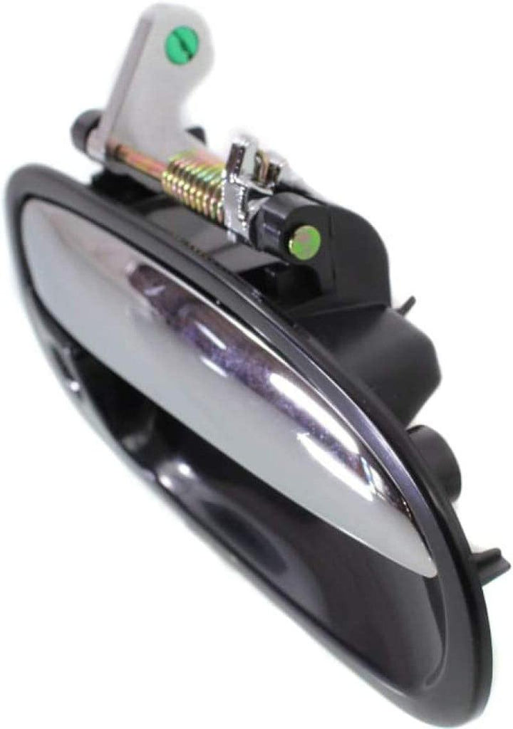 for Honda Civic Exterior Door Handle Front, Passenger Side Smooth Black Bezel with Chrome Lever (1996-2000) | with Key Hole| Trim:All Submodels