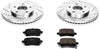 K1448 Front Z23 Carbon Fiber Brake Pads with Drilled & Slotted Brake Rotors Kit