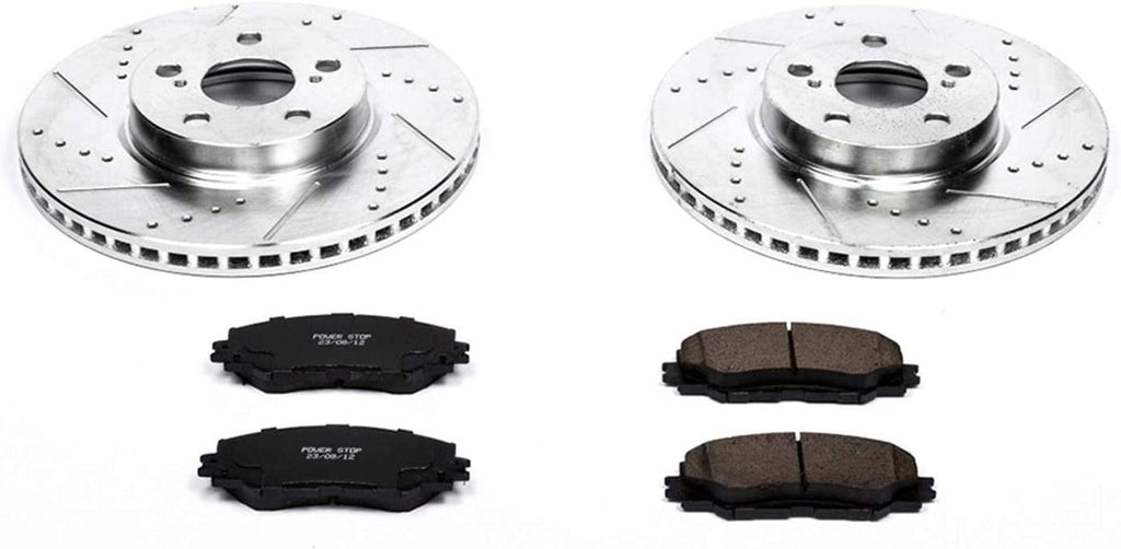 K4669 Front Z23 Carbon Fiber Brake Pads with Drilled & Slotted Brake Rotors Kit