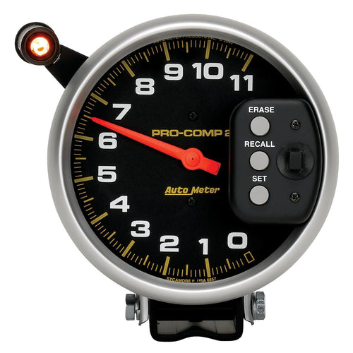 5 in. TACHOMETER 0-11000 RPM PEDESTAL W/ QUICK LITE & PEAK MEMORY PRO-COMP - greatparts