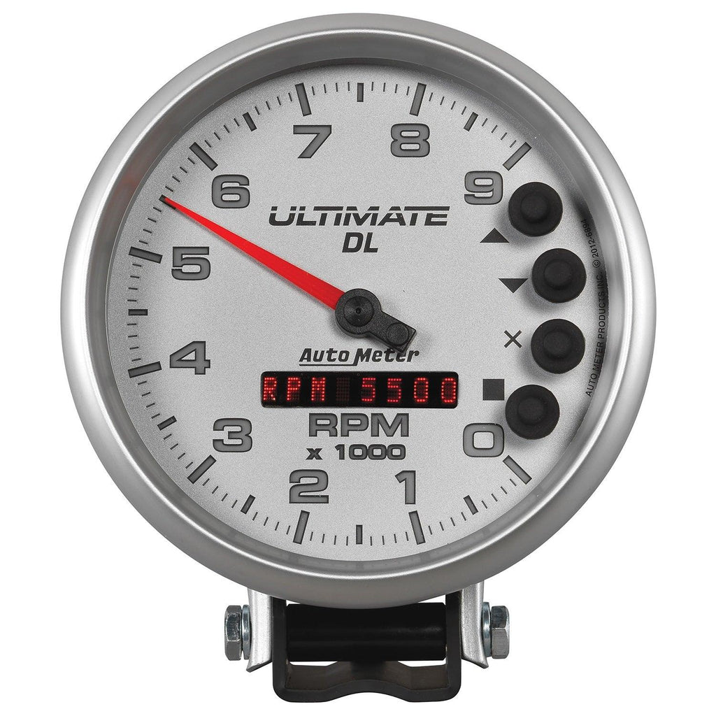 5 in. TACHOMETER 0-9000 RPM PEDESTAL ULTIMATE DL PLAYBACK SILVER - greatparts