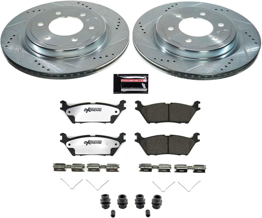 Rear K8764-36 Carbon-Fiber Ceramic Brake Pad with Drilled and Slotted Rotor Kit Z36 Truck and Tow