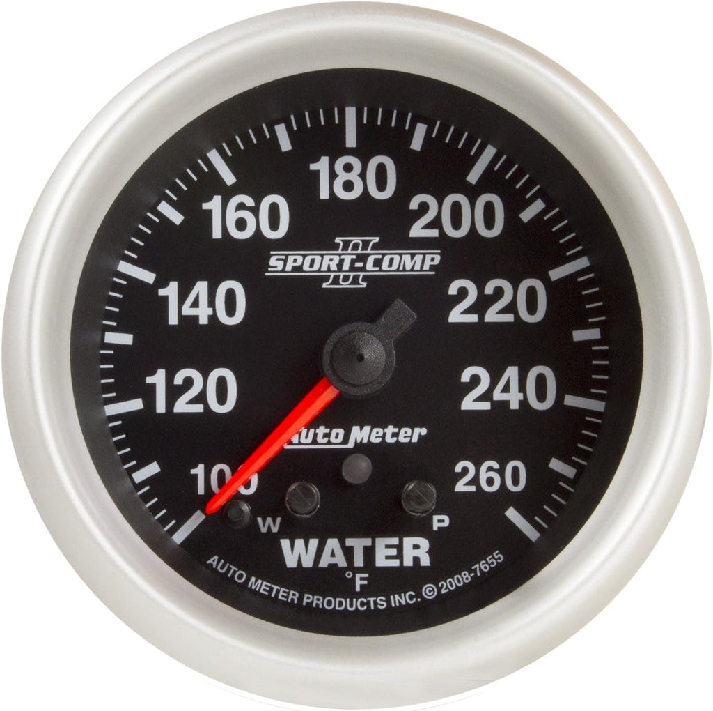 7655 Sport-Comp II 2-5/8" 100-260 Degree F Full Sweep Electric Water Temperature Gauge with Peak Memory and Warning