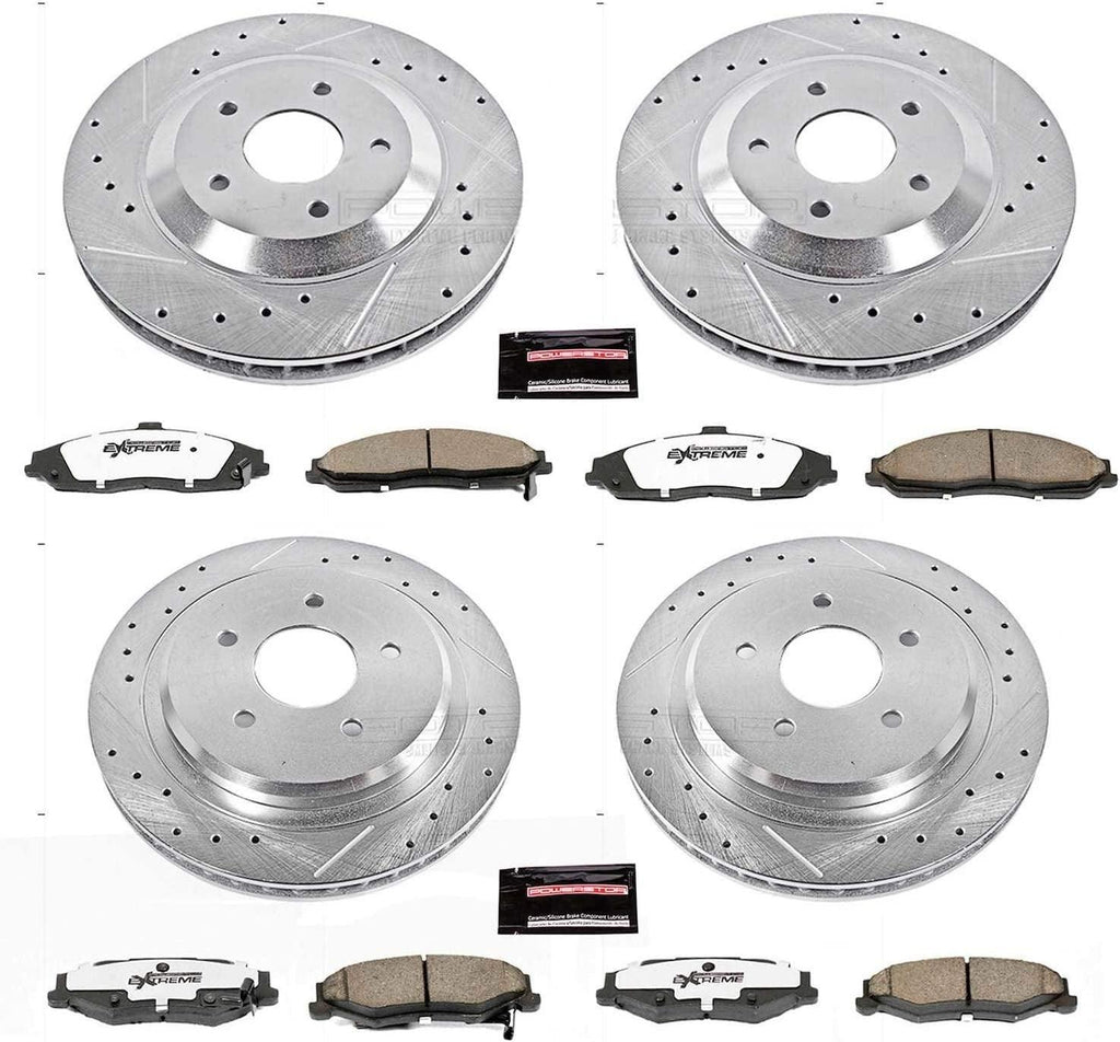 K1560-26 Front and Rear Z26 Carbon Fiber Brake Pads with Drilled & Slotted Brake Rotors Kit
