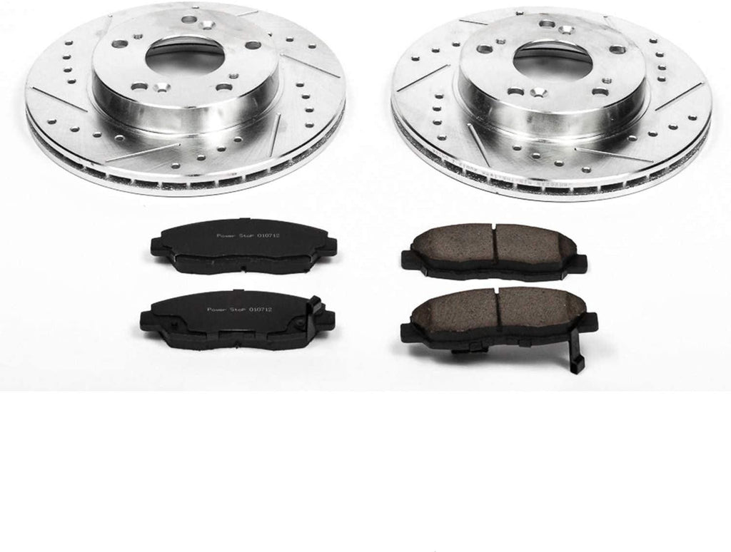 K2384 Front Z23 Carbon Fiber Brake Pads with Drilled & Slotted Brake Rotors Kit