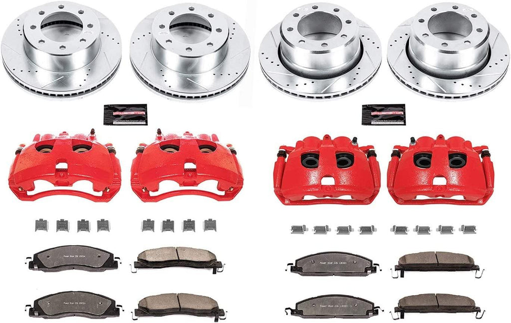 KC5458-36 Z36 Truck & Tow Front and Rear Caliper Kit-Drilled/Slotted Brake Rotors, Carbon-Fiber Ceramic Brake Pads, Calipers