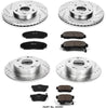 K2297 Front and Rear Z23 Carbon Fiber Brake Pads with Drilled & Slotted Brake Rotors Kit
