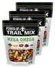 Power Up Mega Omega Gluten Free Vegan Trail Mix 3 Pack of 26 Oz. Resealable Bags