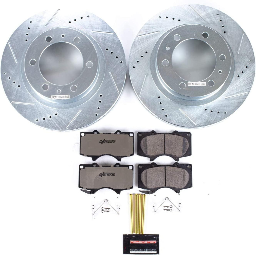 Power Stop K137-36 Front Z36 Truck & Tow Brake Kit, Carbon Fiber Ceramic Brake Pads and Drilled/Slotted Brake Rotors