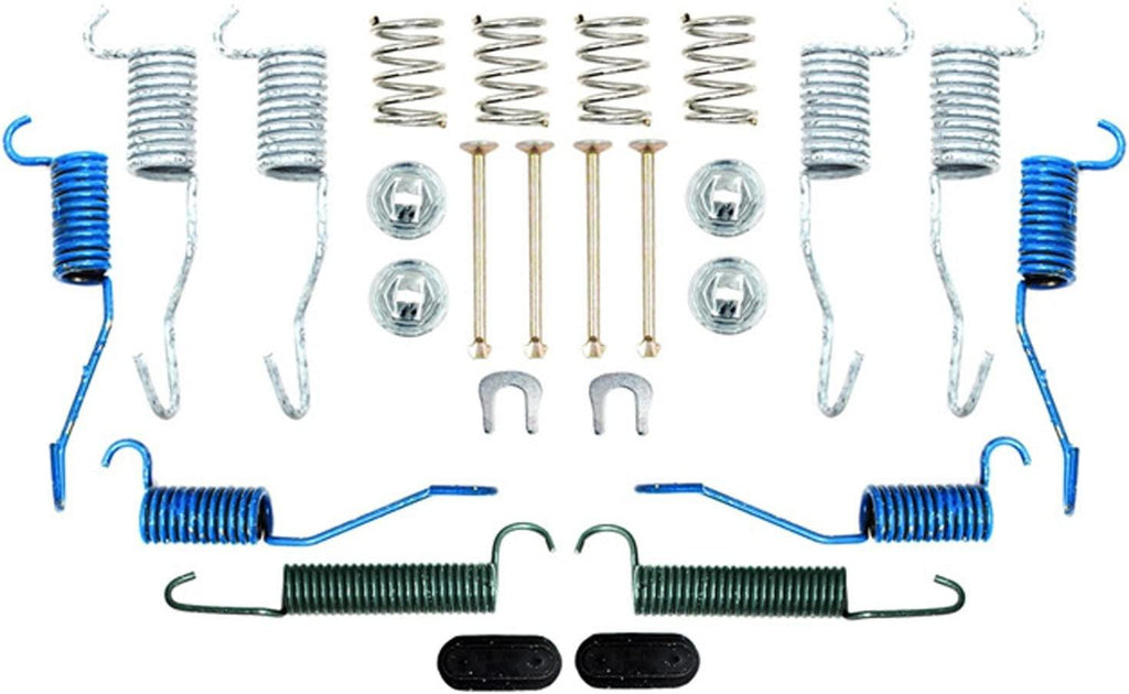Professional 18K1603 Front Drum Brake Hardware Kit with Springs, Pins, Retainers, Washers, and Caps