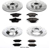 K4092 Front and Rear Z23 Carbon Fiber Brake Pads with Drilled & Slotted Brake Rotors Kit
