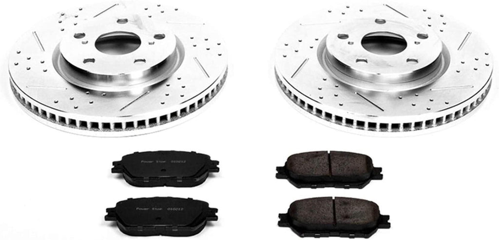 K5272 Front Z23 Carbon Fiber Brake Pads with Drilled & Slotted Brake Rotors Kit