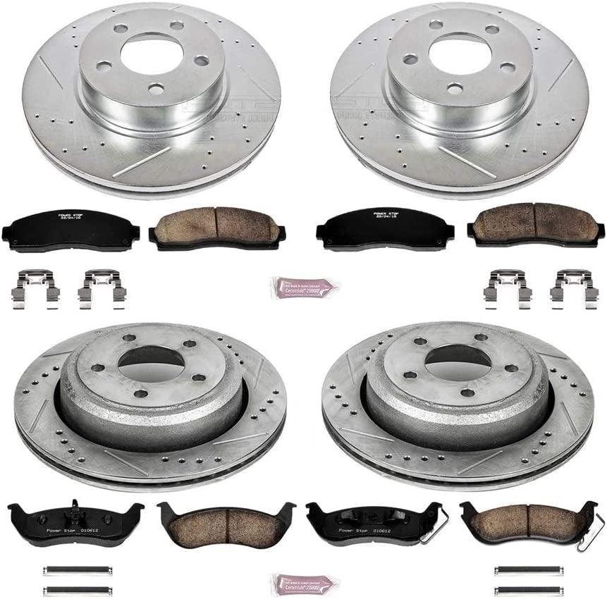 K6273 Front and Rear Z23 Carbon Fiber Brake Pads with Drilled & Slotted Brake Rotors Kit