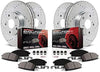 K6516 Front and Rear Z23 Carbon Fiber Brake Pads with Drilled & Slotted Brake Rotors Kit