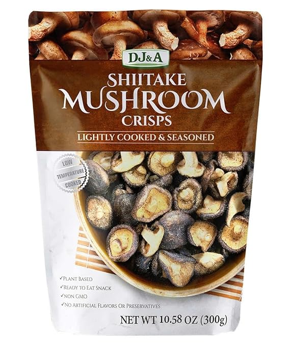 DJ&A Shiitake Mushroom Crisps - Lightly Cooked and Seasoned 10.28 Ounce (10.58 Ounce)