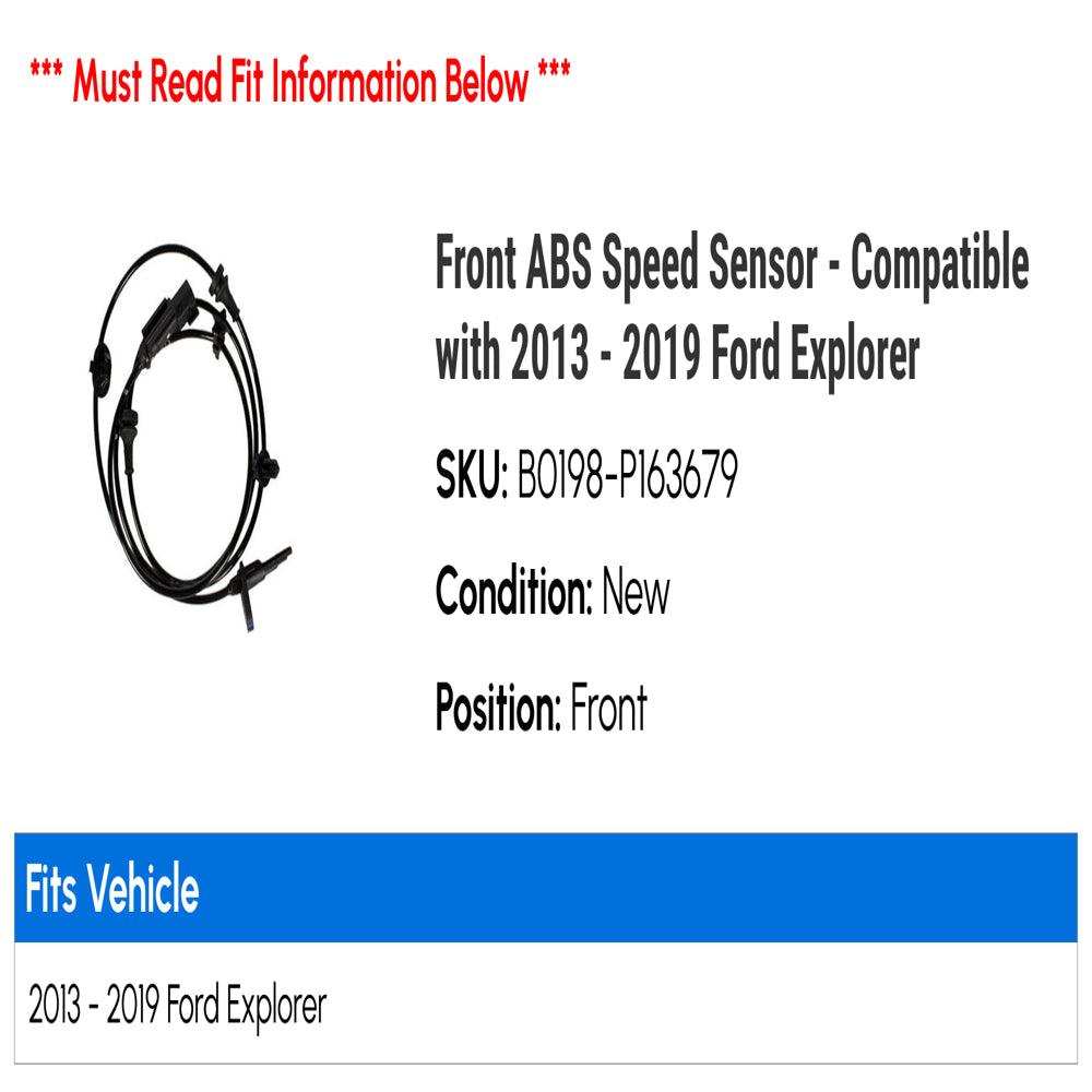 Front ABS Speed Sensor - Compatible with 2013 - 2019 Ford Explorer 2014 2015 2016 2017 2018