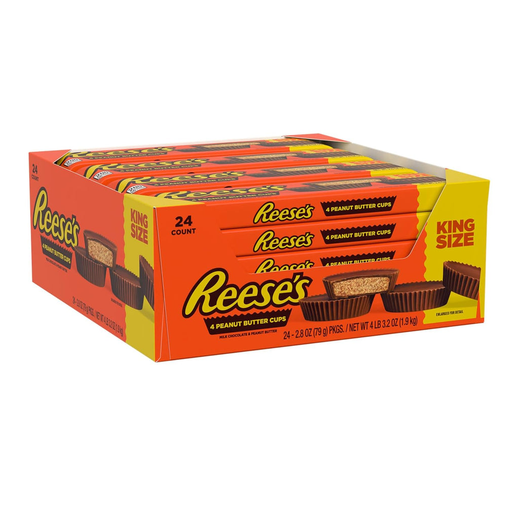 REESE'S Milk Chocolate King Size Peanut Butter Cups, Candy Packs, 2.8 oz (24 Count)