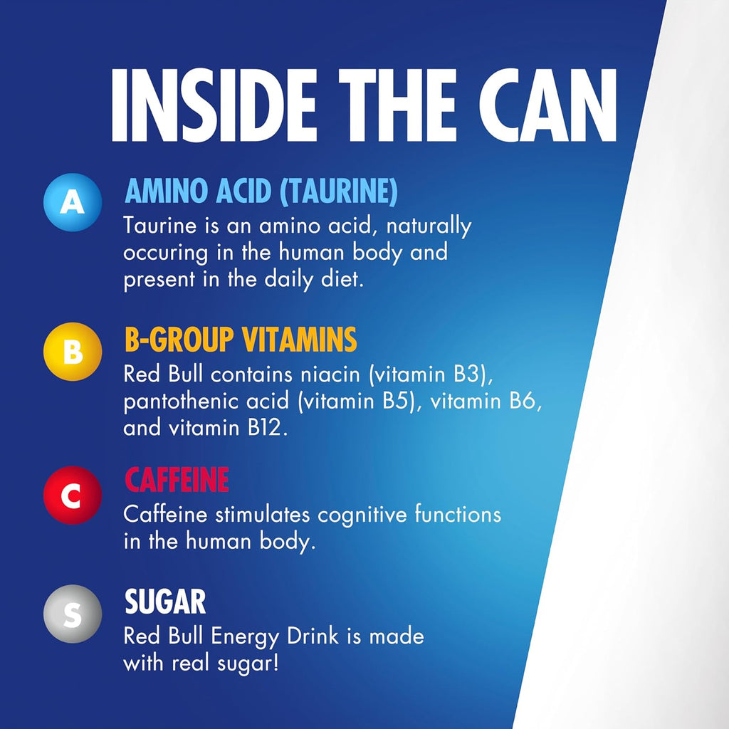 Red Bull Energy Drink with 114mg Caffeine plus Taurine & B Vitamins, 12 Fl Oz, Pack of 24 Cans
