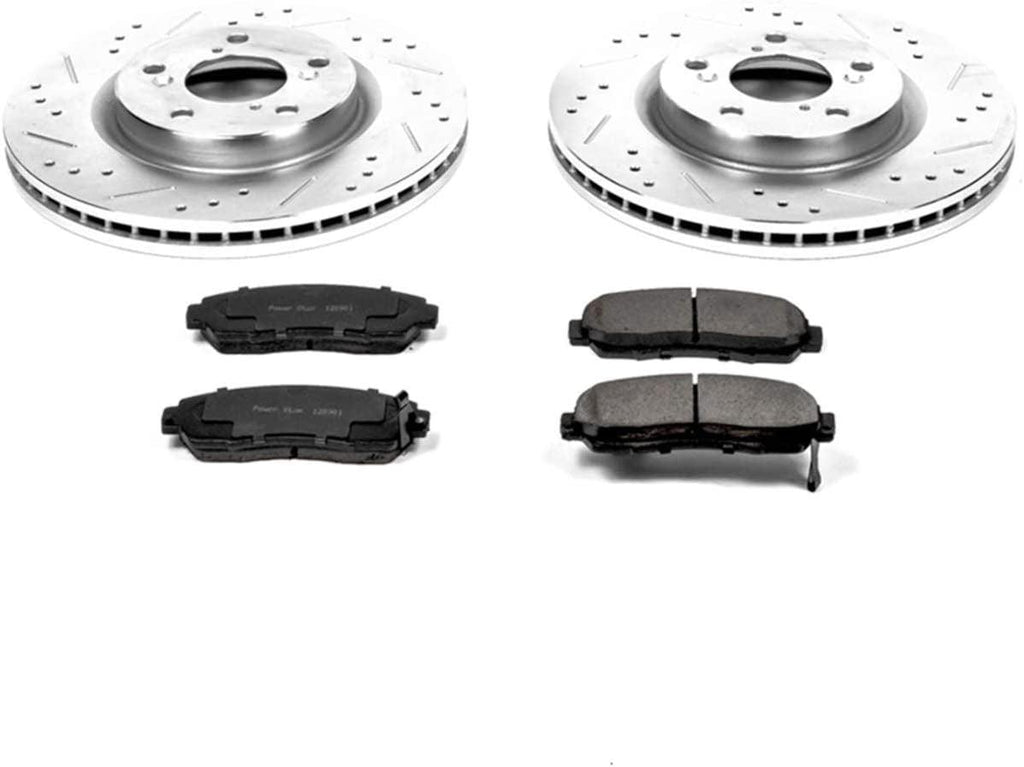 K5857 Front Z23 Carbon Fiber Brake Pads with Drilled & Slotted Brake Rotors Kit