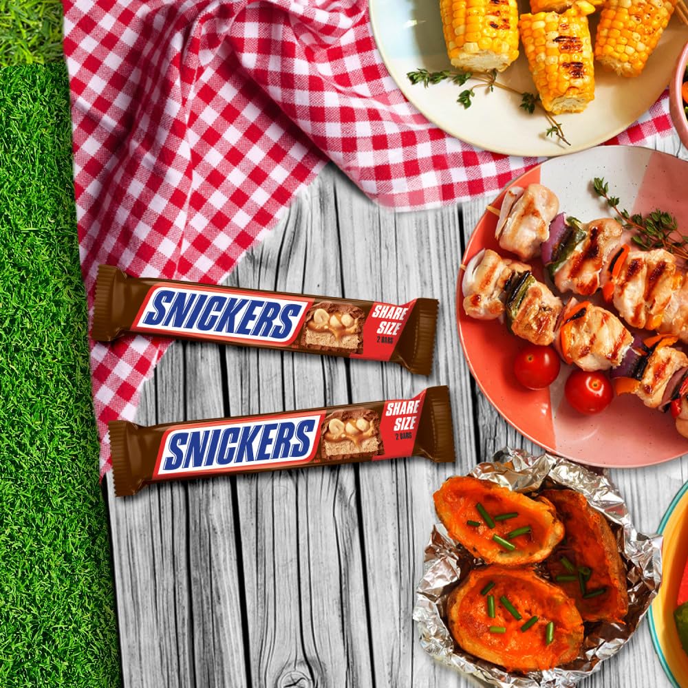 SNICKERS Candy Milk Chocolate Bars, Share Size Bulk Pack, 3.29 oz Bar (Pack of 24)