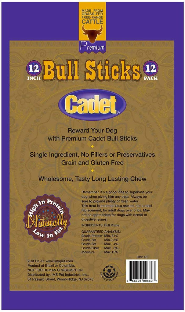 Cadet Gourmet Bull Sticks 12 Pack, 21 oz (949145)