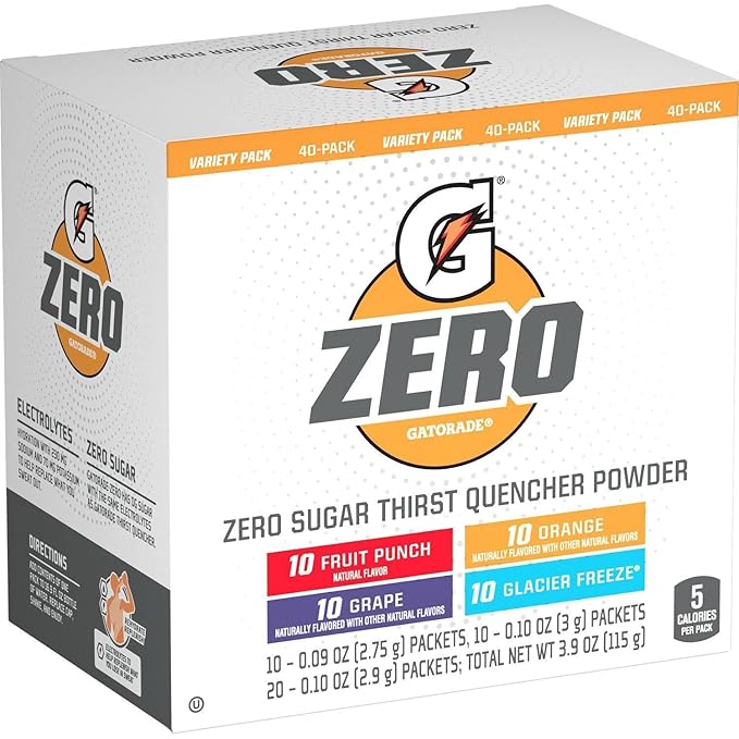 Gatorade G Zero Powder Variety Pack - 40 count - Gatorade Powder Packets - Gatorade Zero Powder Packets - Gatorade Powder Zero - Gatorade Zero Sugar - Gatorade Powder Mix Variety - Gatorade Sugar-Free Hydration with Essential Electrolytes